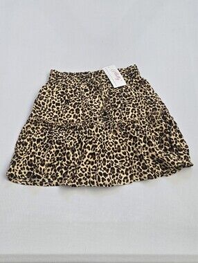 Alelly Leopard Print Tiered Mini Skirt - Beige/Black